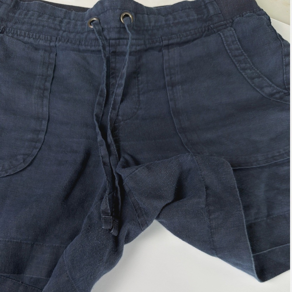Athleta Linen Shorts Womens Navy Blue Excellent Drawstring Pockets Casual - Picture 5 of 11